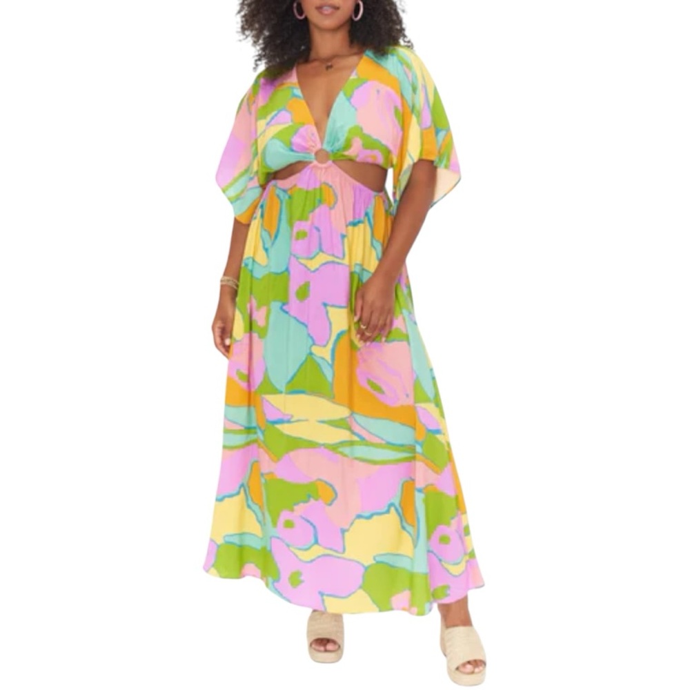 Show Me Your MuMu Multicolor Floral Maxi Dress in Pink, Yellow, Green, Blue